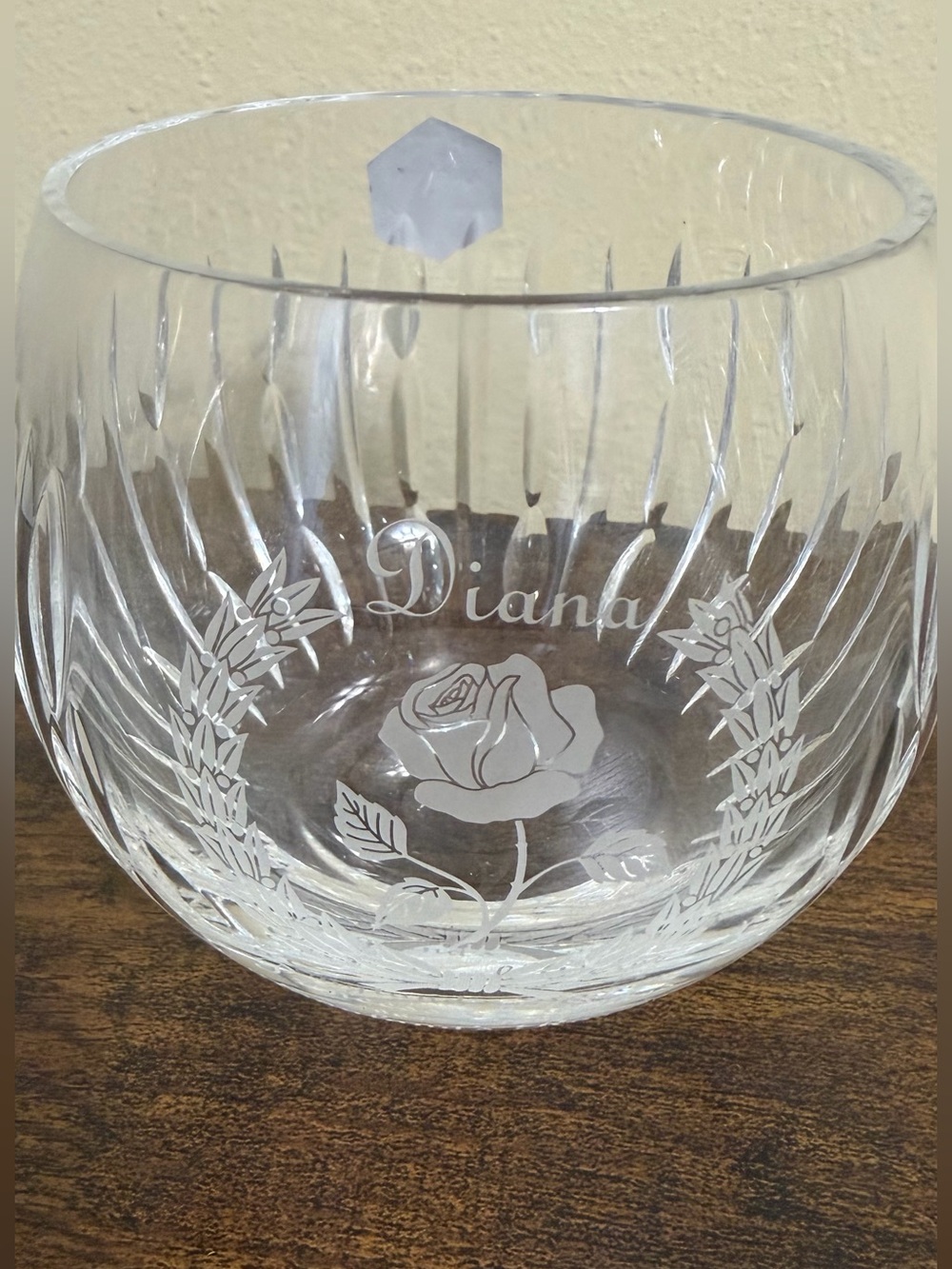 Princess Diana Engraved Crystal Votive Bowl - Stuart Crystal England
